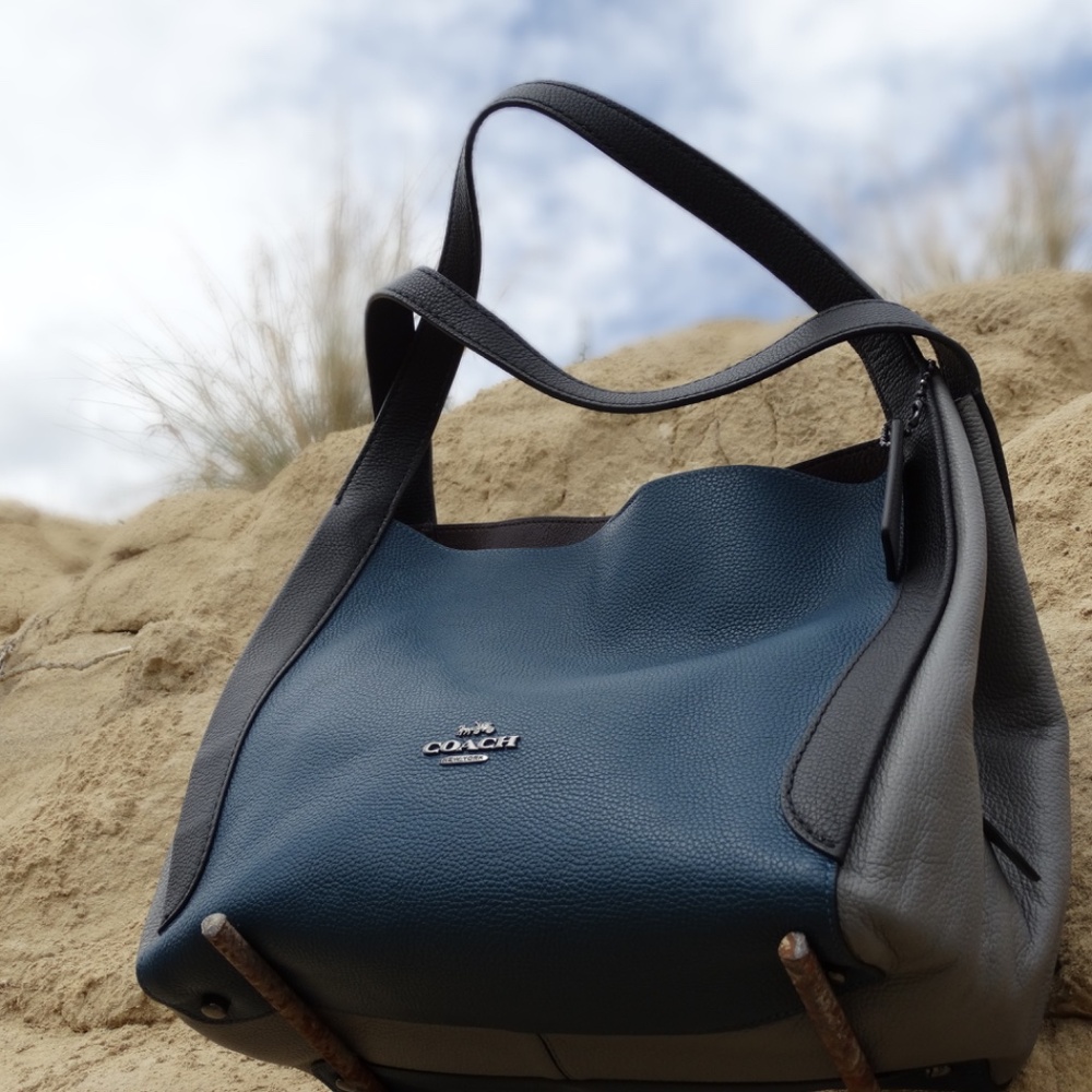 COACH Color Block Hadley Hobo in Blue and Grey